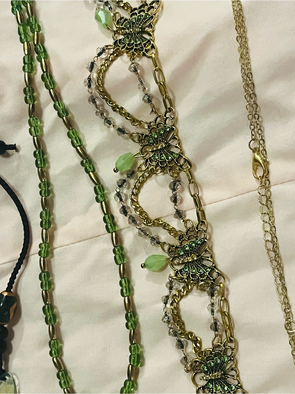 4 PC Green Butterfly & Floral Pendant Necklace Set with Gold-Tone Accents - Picture 5 of 6
